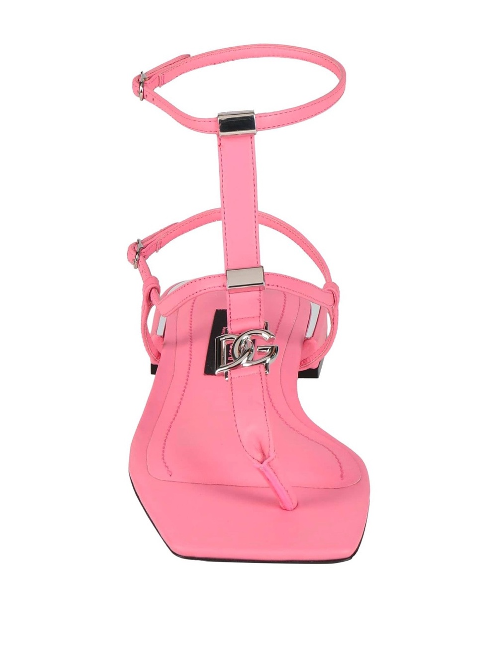 Dolce & Gabbana Pink Leather Square Sandals NWT Small Block Heel